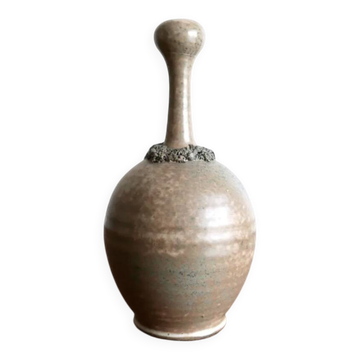 Brown ceramic vase with a long neck, 1950s.
