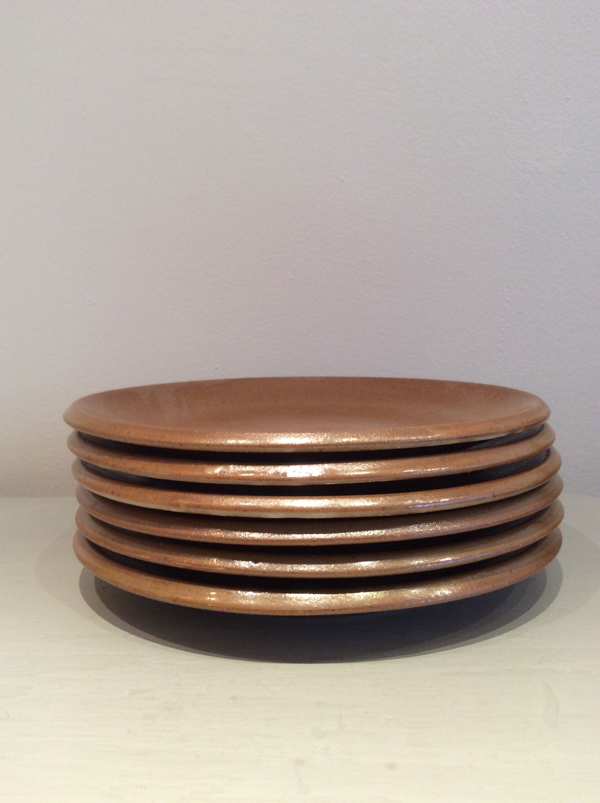 6 assiettes à desset en grès vintage