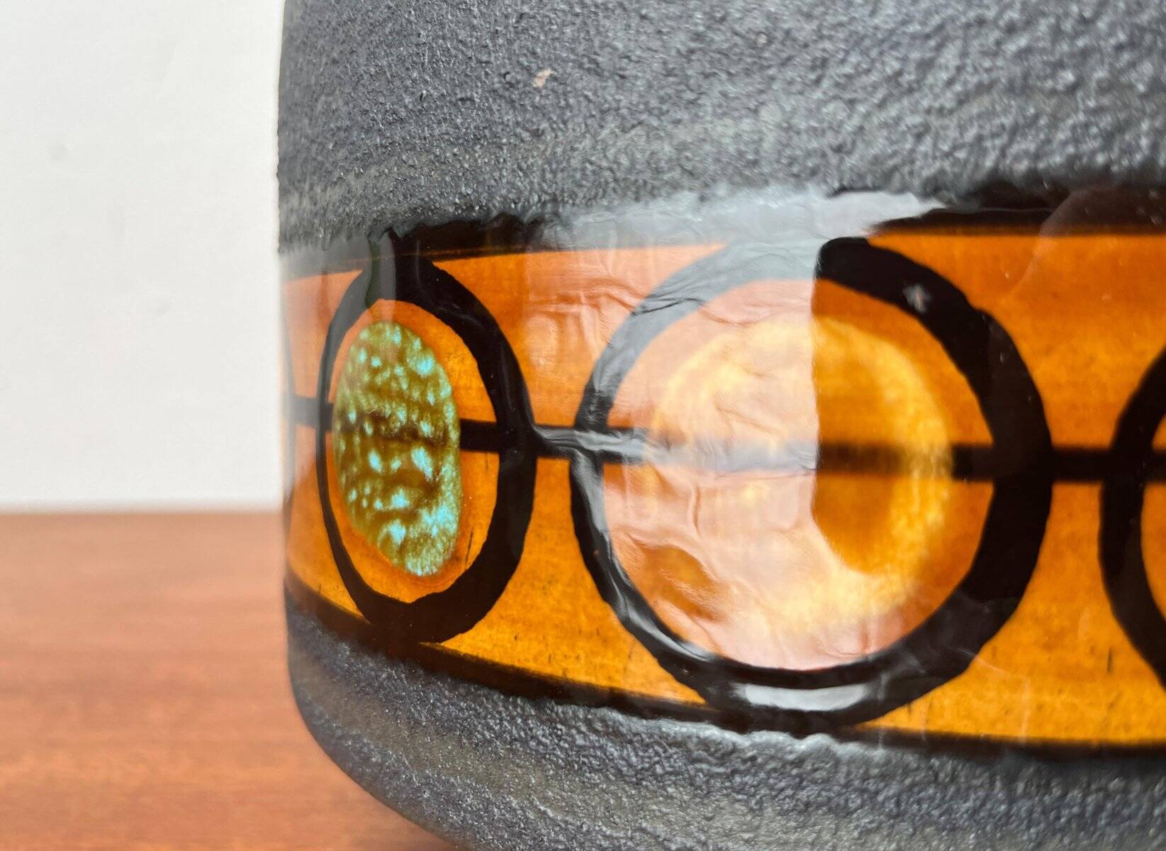 Mid-century brutalist West German pottery punch bowl and cups by WGP of Dümler & Breiden, 1960s, set of 10.