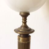 Neo-classical bronze lamp, opaline vasque, 1950