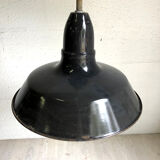 Industrial hanging lamp in grey enamelled sheet metal