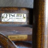 6 fischel n°409 bistro chairs, circa 1935, wooden seat, no thonet.