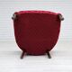 Paire de fauteuils lounge danois, années 1950, tissu rouge en coton/laine.