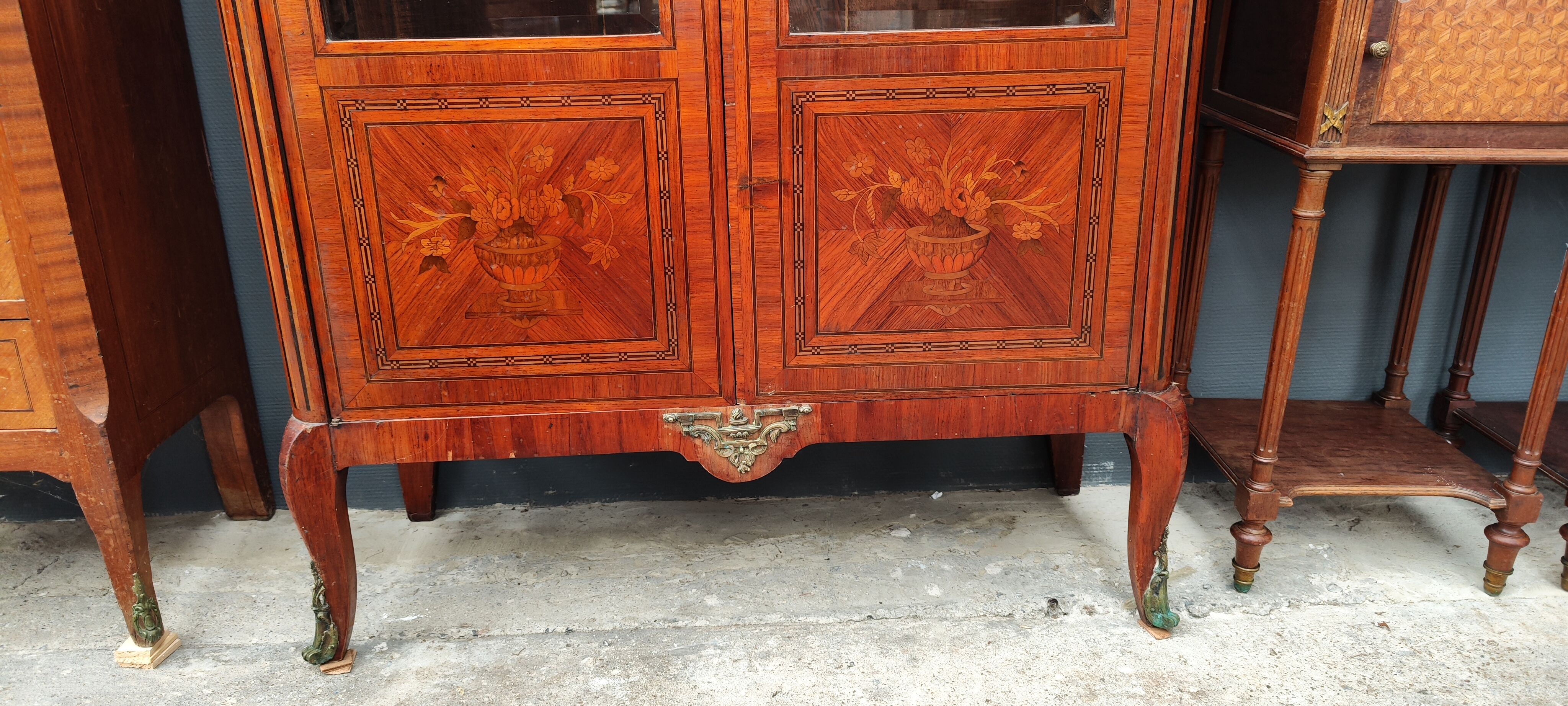 Old marquetry library showcase