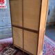 Meuble classeur double rideau vintage en chêne clair - Années 50
