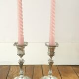 Silver metal candlesticks