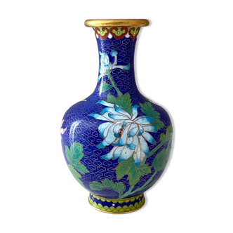 Vase cloisonné en émail vintage fait à la main