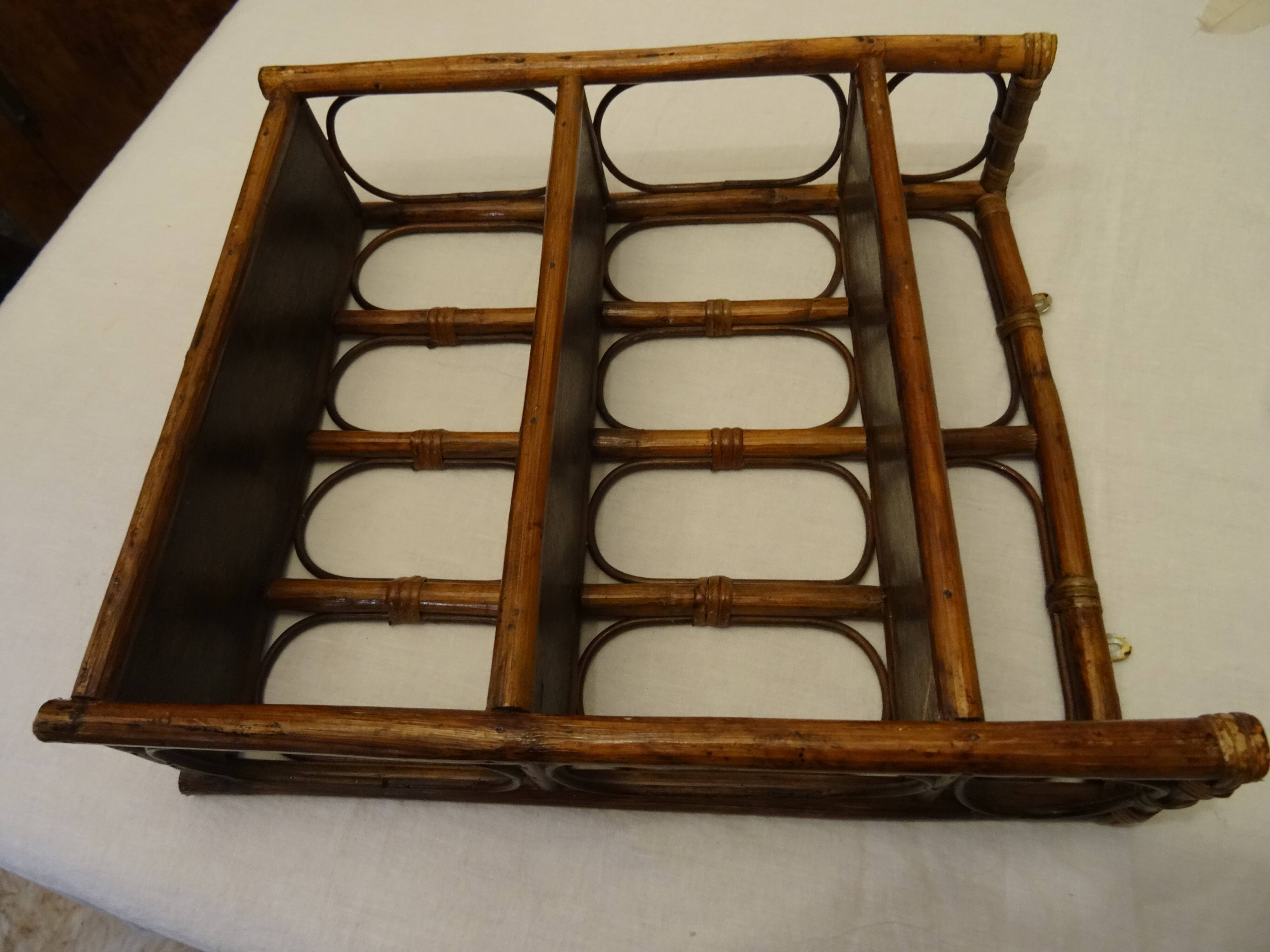 Varnished rattan wall shelf