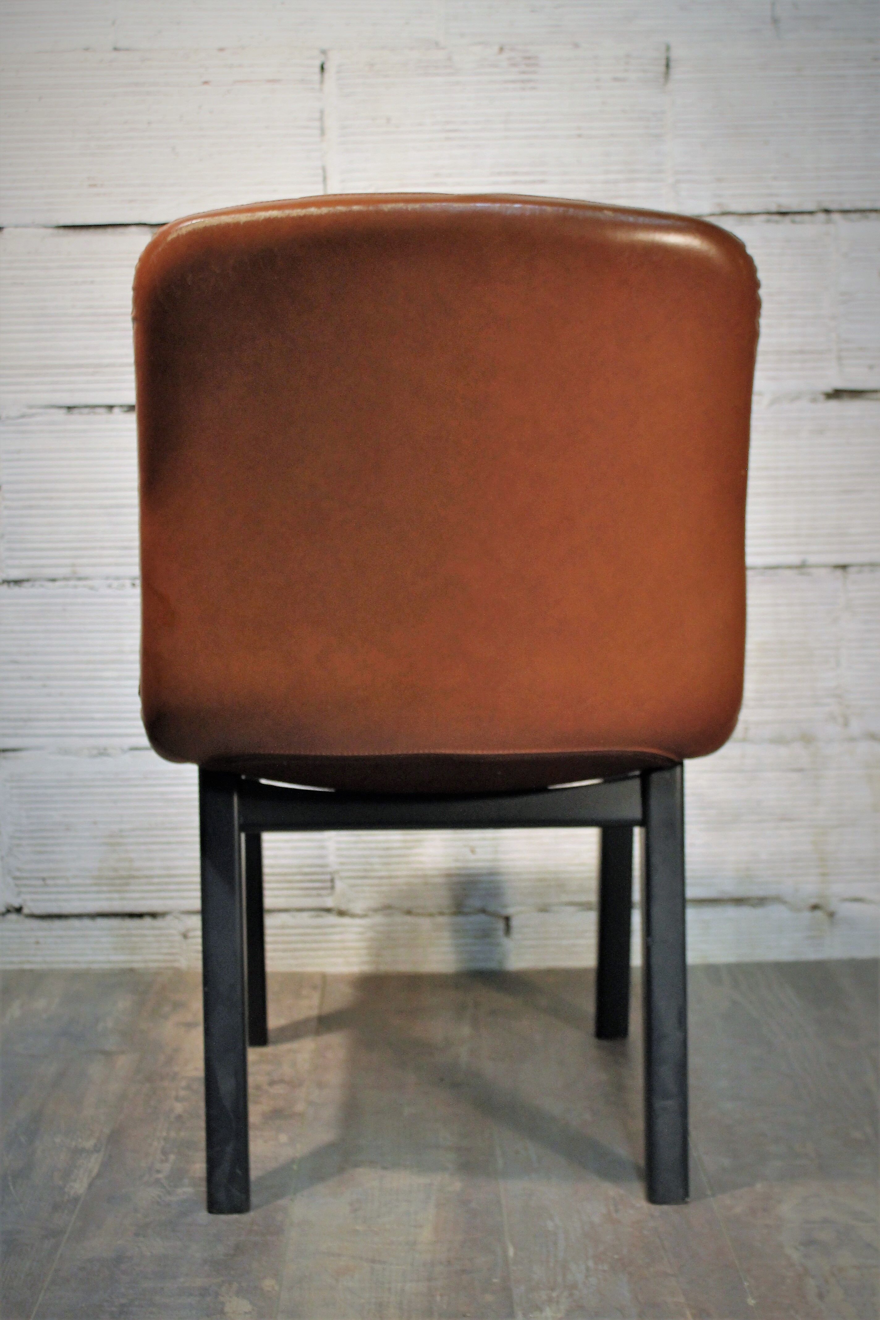 Office chair leather & wood 1960