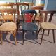 Set of 18 mismatched wooden bistro chairs - vintage