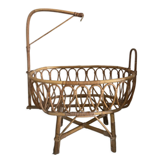 Rattan cradle doll