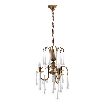Chandelier en verre de Murano en forme de goutte d'eau postmoderne dans le style de Venini, Italie
