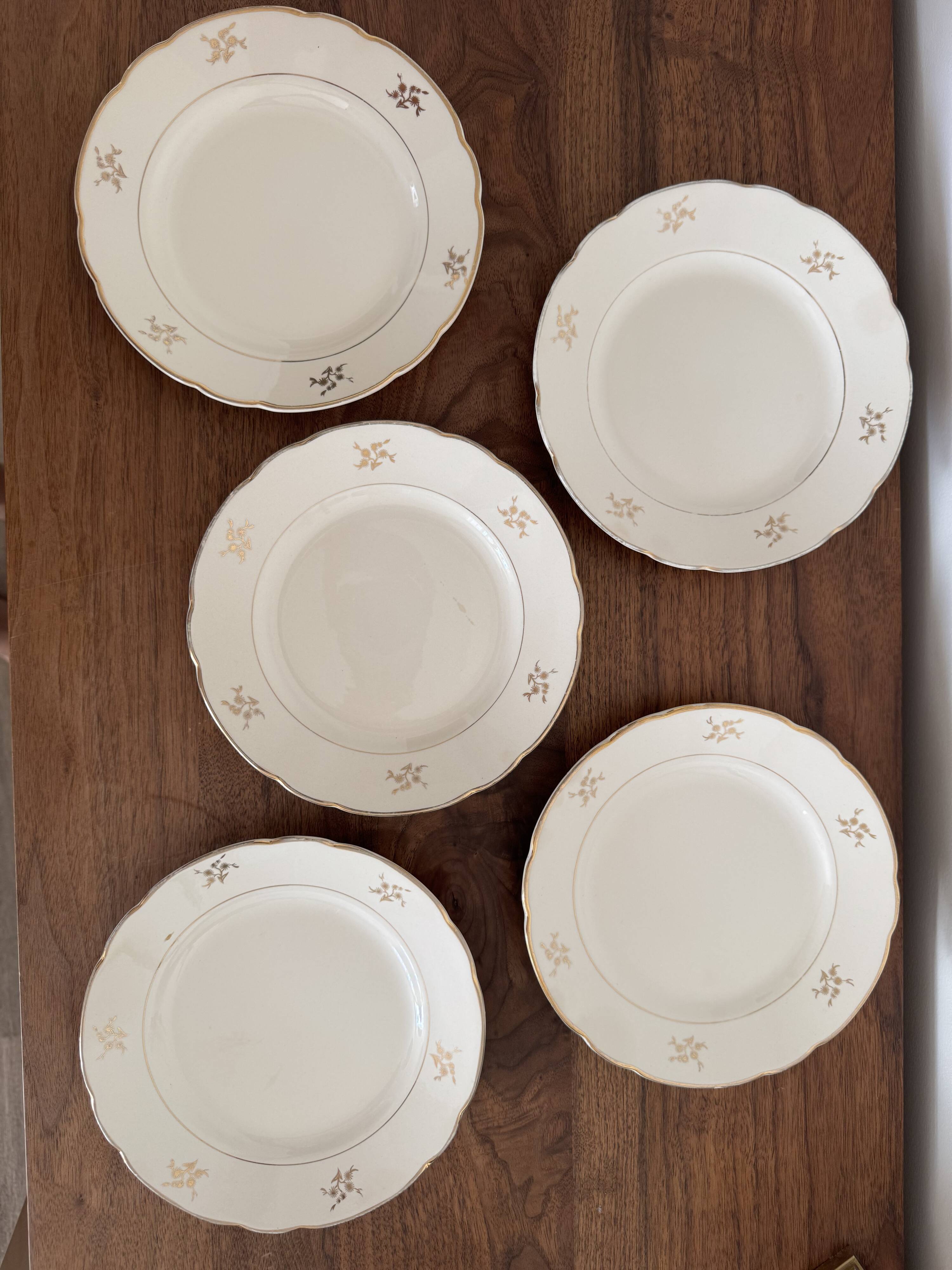 5 antique dessert plates Villeroy & Boch Mettlach
