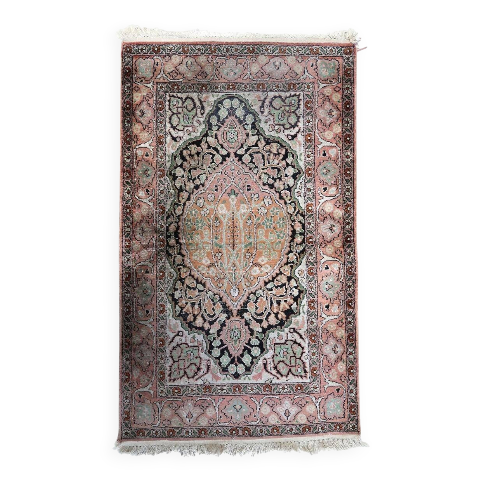 Handmade vintage Persian Tabriz silk rug 78cm x 133cm 1950s - 1С1150