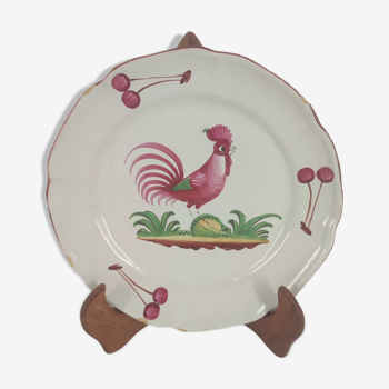 Plate rooster old earthenware of the east les islettes french ceramic xviiith