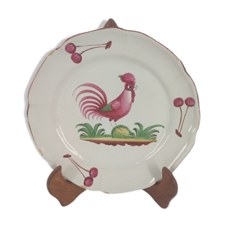 Rooster plate old earthenware from the islettes French ceramics 18th century