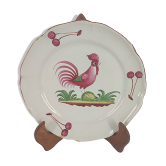 Assiette coq ancienne faïence de l'est les islettes céramique française xviiie