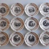 Set of 12 plates in Sarreguemines earthenware - decoration 12 months of the year