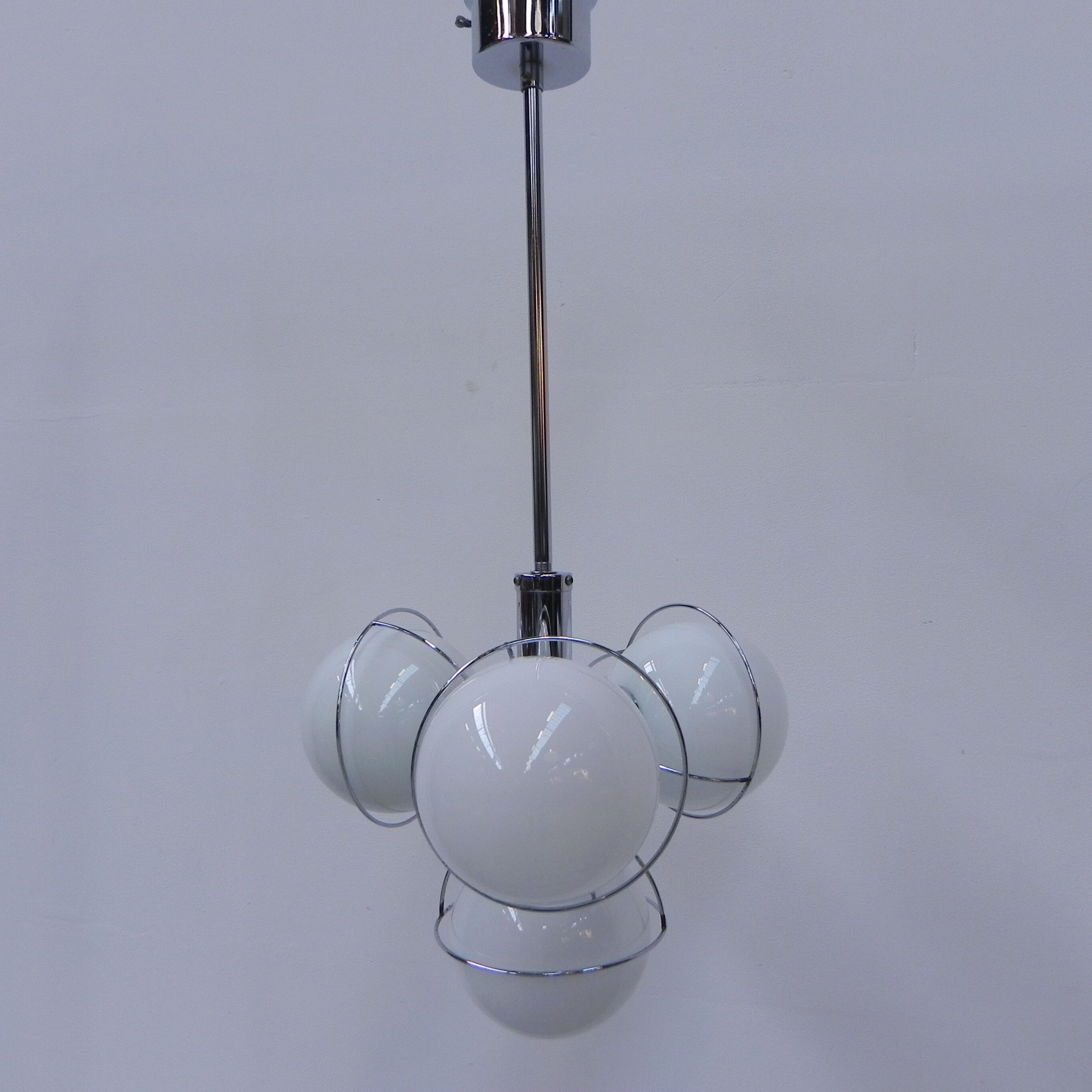 Vintage space age hanging lamp with 4 glass balls