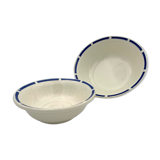 Two vintage cups in white earthenware, blue ledé 1950