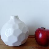 white ceramic faceted design vase