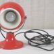 Vintage red “metal” ball lamp