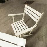 Garden furniture table and 4 armchairs 60's in its juice