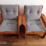 Pair of pine chairs 1980