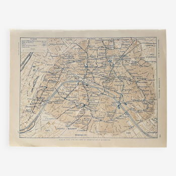 Carte plan de métro de Paris - 1910