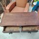 Table, console, dressing table in solid oak with curved legs - 1900