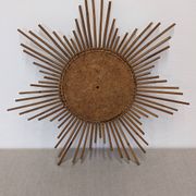 XL starry sun mirror in rattan, France around 1970