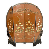Chinoiserie and Black Lacquer Four-Panel Folding Screen Room Divider, 1930s