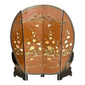 Chinoiserie and Black Lacquer Four-Panel Folding Screen Room Divider, 1930s