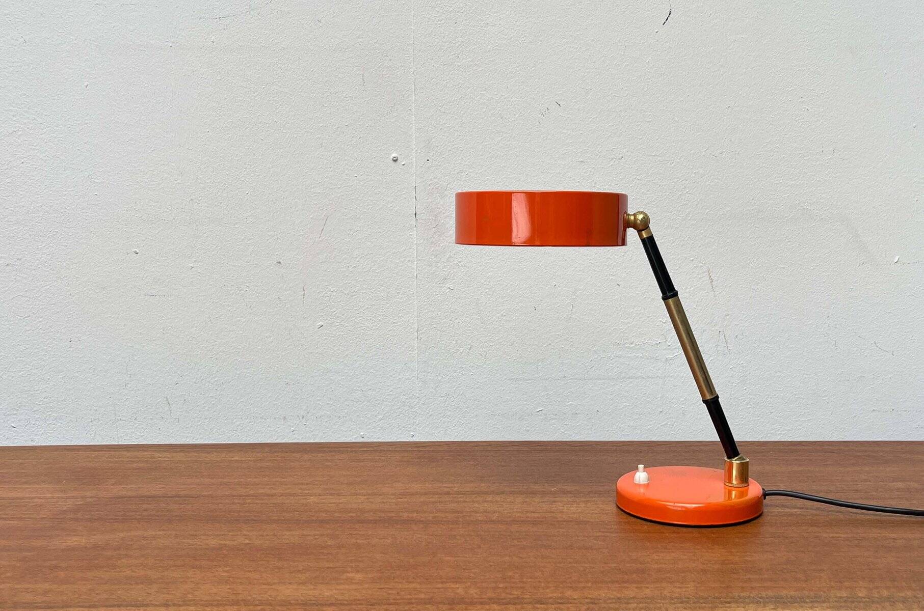Mid-century minimalist orange table lamp, Italy, 1960s.