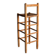 Rustic rush seat bar stool | France | 1960s