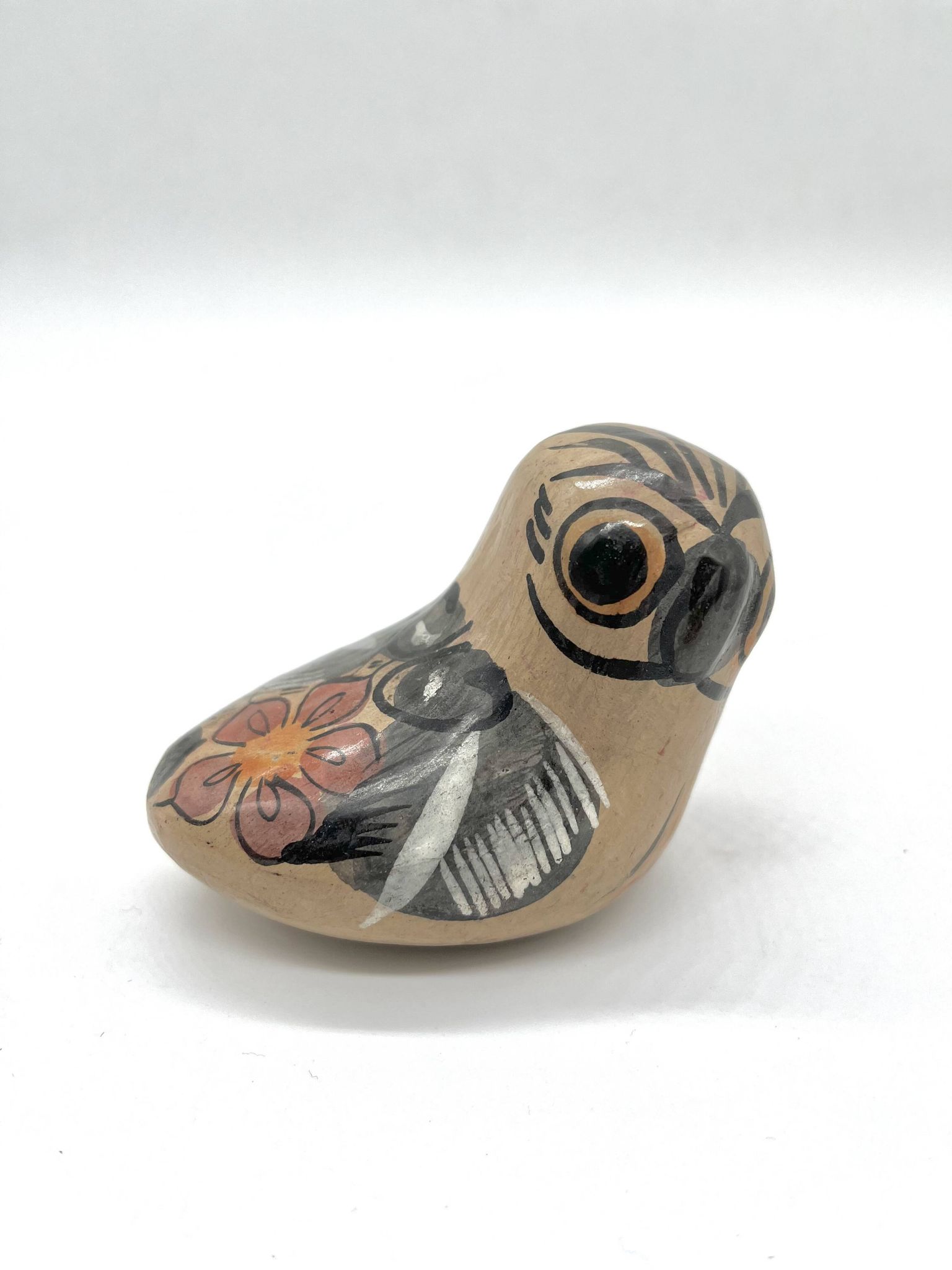 Vintage ceramic owl from Mexico, hand-painted bird.