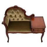 Telephone Sofa Green Velvet Queen Anne style 1960s