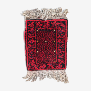 Vintage afghan ersari matte handmade carpet 24cm x 29cm 1970s