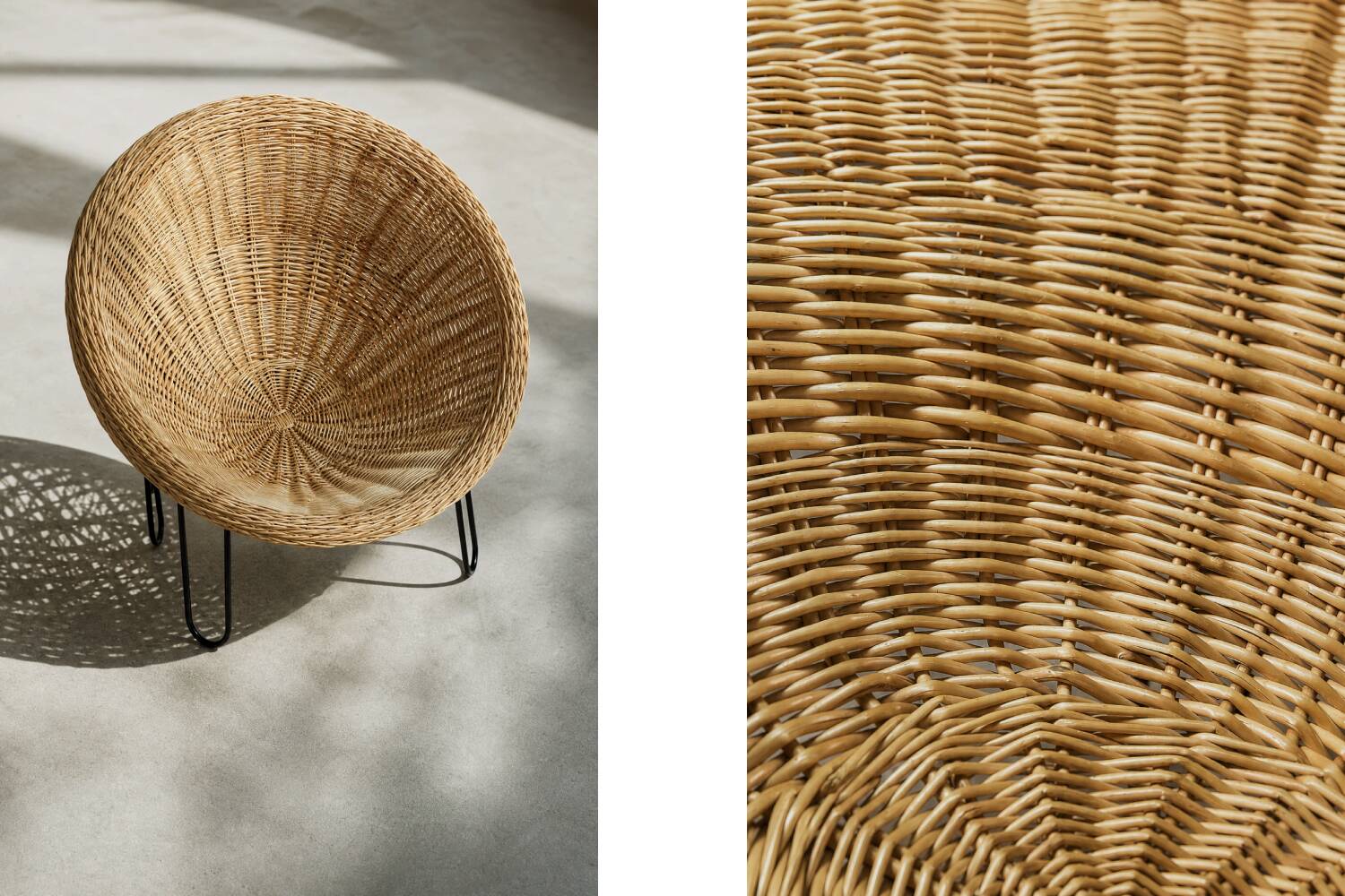 Vintage Mid-Century Italian Modern Boho Rattan Spherical Bowl Chair, 1950s