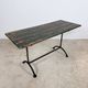 Vintage industrial bistro table with green painted wooden top