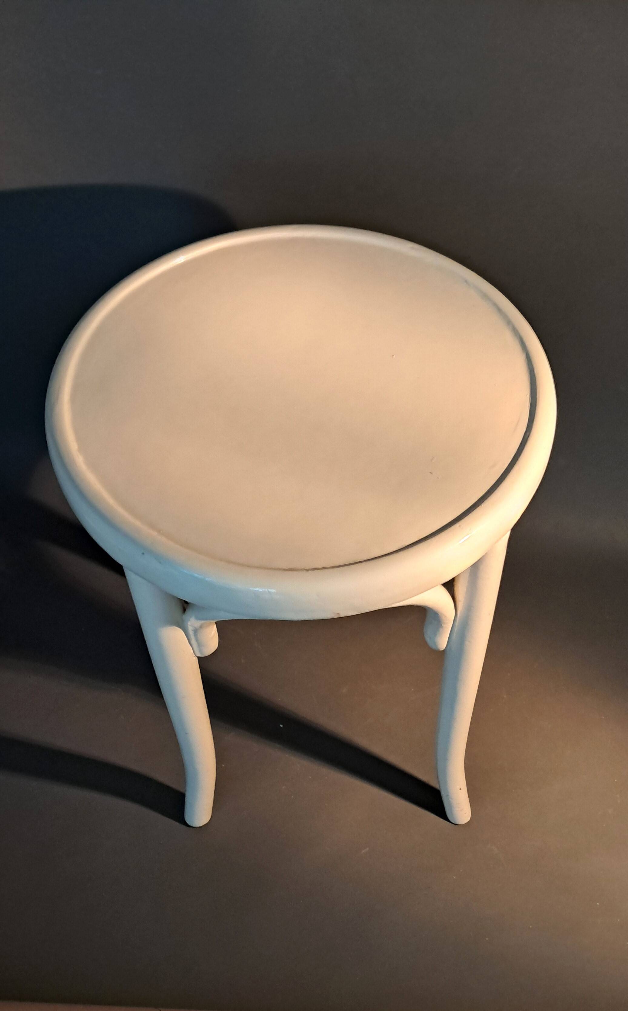 White lacquered beech stool 1950/1960.