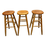 Set of 3 wooden bar stools