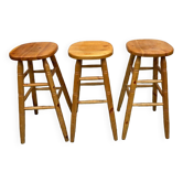 Lot de 3 tabourets de bar en bois