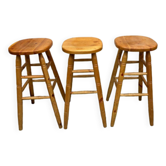 Set of 3 wooden bar stools