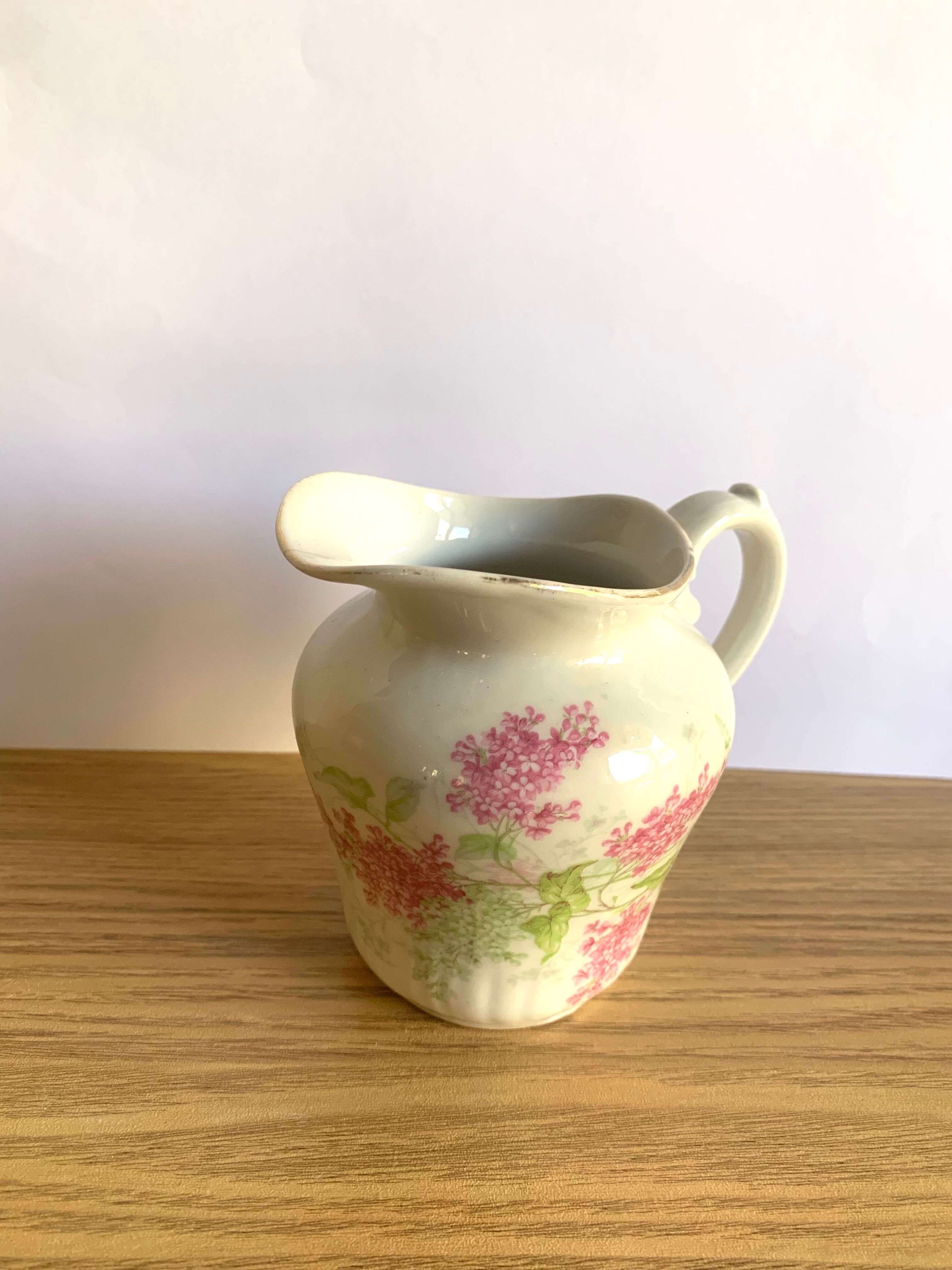 Coffee set six cups Limoges porcelain floral decoration