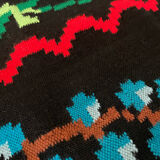 Vintage Romanian handwoven carpet with floral colorful design