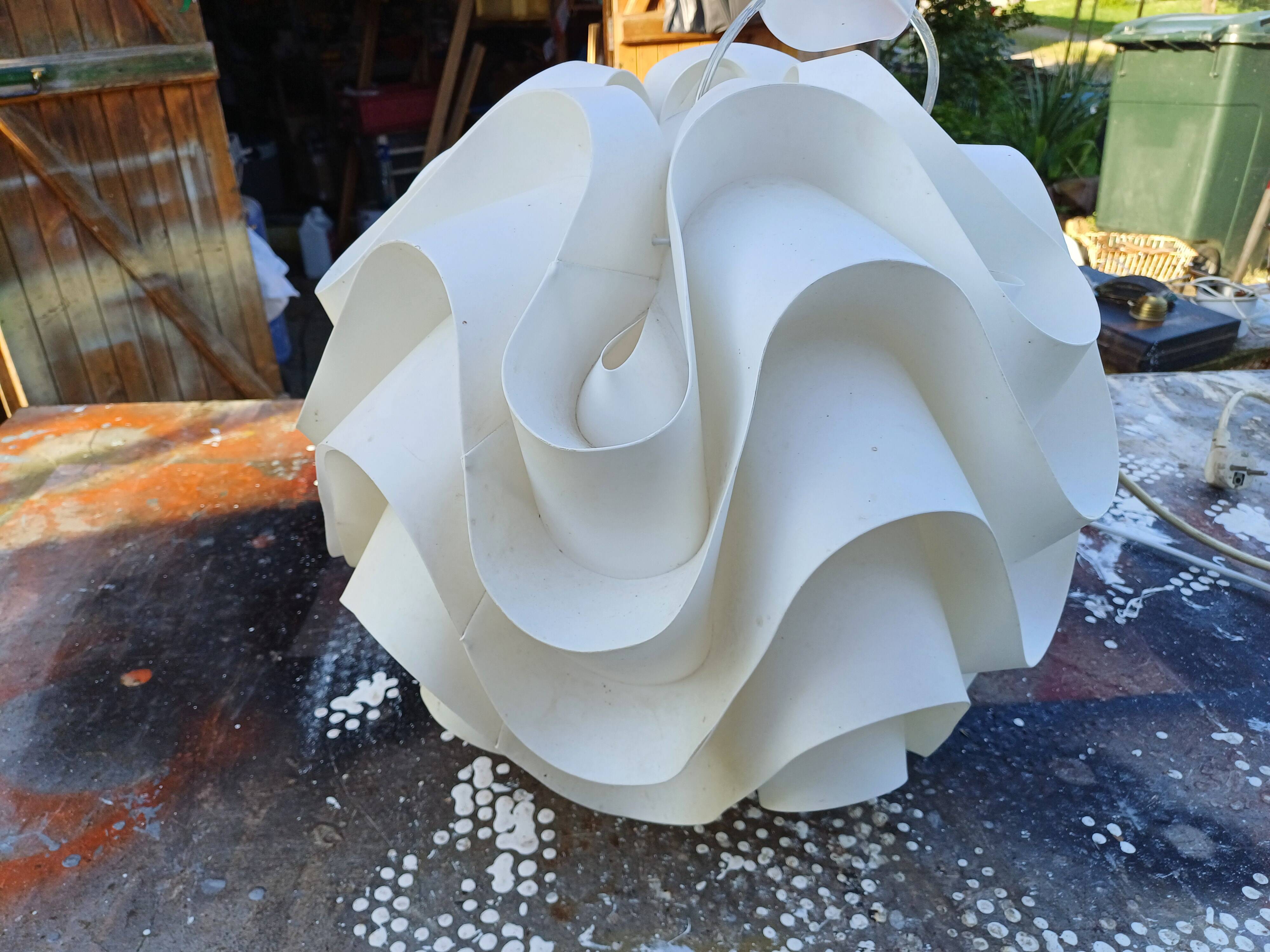 Vintage white plastic pendant lamp