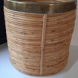 Rattan and brass pot cover or basket