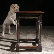 17th-century English oak joint stool with turned legs