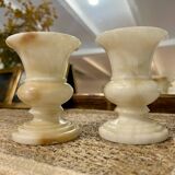 Pair of alabaster candlesticks